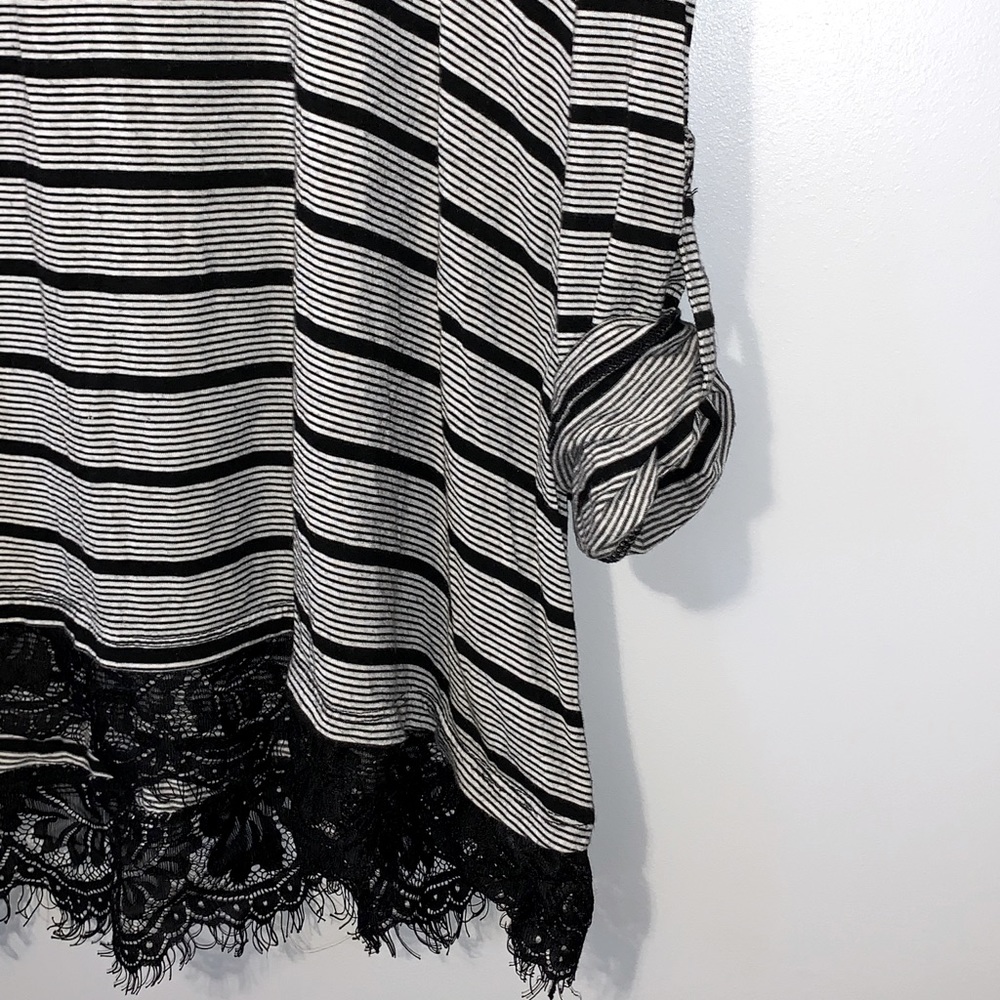 Striped top with lace trim